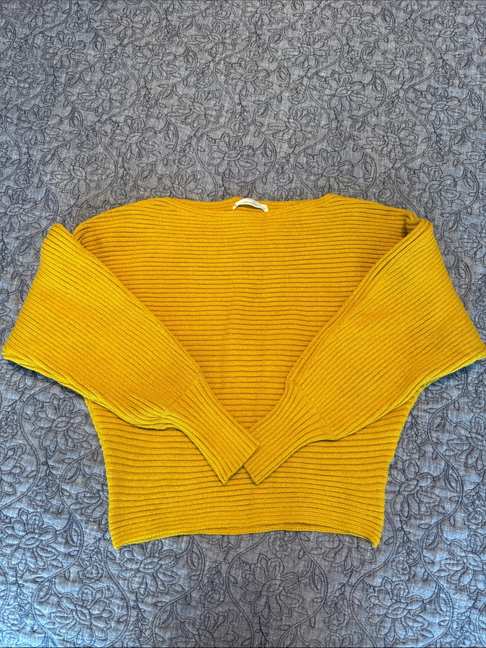 Anthropologie Mustard Ribbed Scoop-Neck Sweater